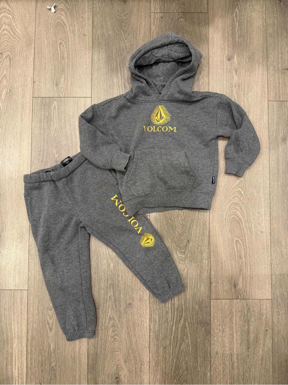 Volcom Kids Gray Sweatpants with Yellow Logo